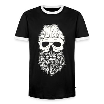 Hipster Skull - Männer Kontrast-T-Shirt - Schwarz/Weiß - Vorne - AI Model Female 172 light (172cm) & AI Model Male 178 light (178cm)