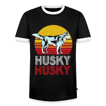 Husky - Men's Ringer Shirt - black/white - Front - AI Model Female 172 light (172cm) & AI Model Male 178 light (178cm)