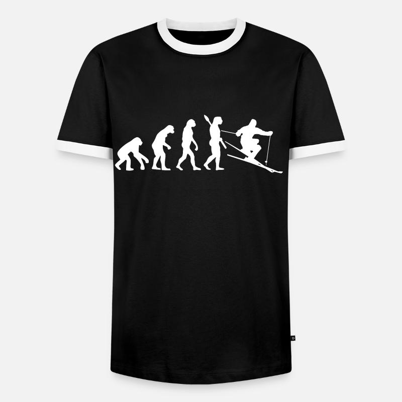 Skifahrer Evolution - Männer Kontrast-T-Shirt - Schwarz/Weiß
