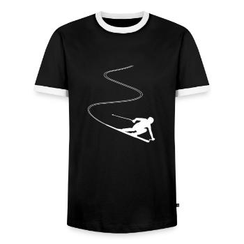 Skifahrer Skifahren Wintersport - Männer Kontrast-T-Shirt - Schwarz/Weiß - Vorne - AI Model Female 172 light (172cm) & AI Model Male 178 light (178cm)