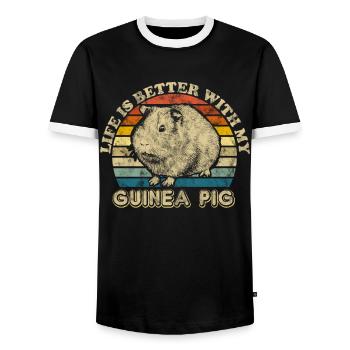 Meerschweinchen Guinea Nager Geschenkidee - Männer Kontrast-T-Shirt - Schwarz/Weiß - Vorne - AI Model Female 172 light (172cm) & AI Model Male 178 light (178cm)