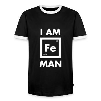 I am FE man - Men's Ringer Shirt - black/white - Front - AI Model Female 172 light (172cm) & AI Model Male 178 light (178cm)