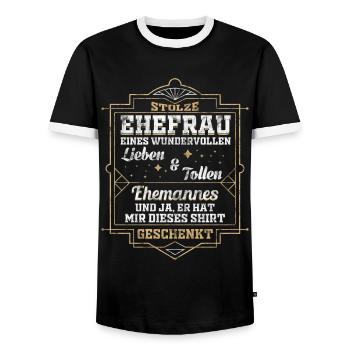 Ehefrau Liebe Partnerschaft Geschenk - Männer Kontrast-T-Shirt - Schwarz/Weiß - Vorne - AI Model Female 172 light (172cm) & AI Model Male 178 light (178cm)