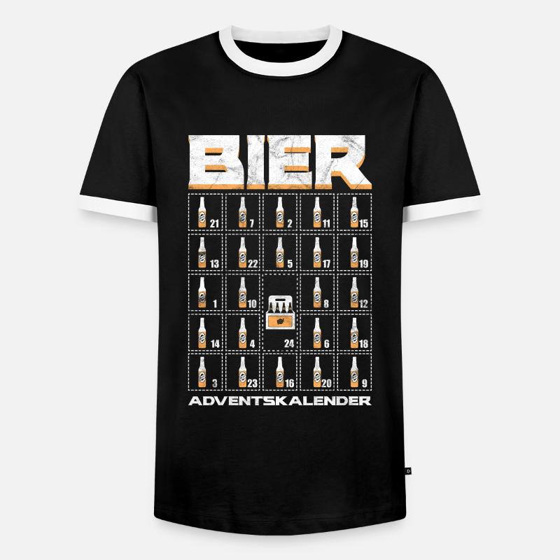 Bier Adventskalender Geschenkidee - Männer Kontrast-T-Shirt - Schwarz/Weiß
