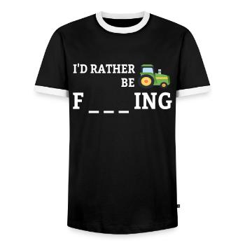 Farm farming tractor funny gift - Men's Ringer Shirt - black/white - Front - AI Model Female 172 light (172cm) & AI Model Male 178 light (178cm)