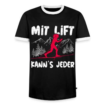Mit Lift kann's jeder Langlauf Langläuferin Spruch - Männer Kontrast-T-Shirt - Schwarz/Weiß - Vorne - AI Model Female 172 light (172cm) & AI Model Male 178 light (178cm)