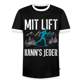 Mit Lift kann's jeder Langläufer Langlauf Spruch - Männer Kontrast-T-Shirt - Schwarz/Weiß - Vorne - AI Model Female 172 light (172cm) & AI Model Male 178 light (178cm)