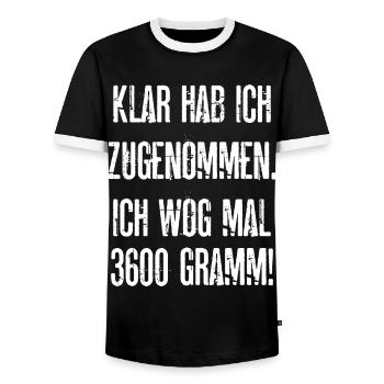 Klar Hab Ich Zugenommen ich Wog Mal 3600 Gramm - Männer Kontrast-T-Shirt - Schwarz/Weiß - Vorne - AI Model Female 172 light (172cm) & AI Model Male 178 light (178cm)