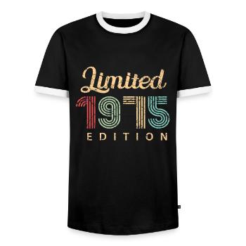 Édition limitée 1975 Cadeau d’anniversaire 47 ans - T-shirt contrasté Homme - noir/blanc - Devant - AI Model Female 172 light (172cm) & AI Model Male 178 light (178cm)