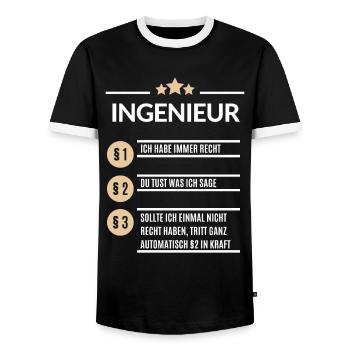 Ingenieur Ich hab immer Recht Ingenieure Spruch - Männer Kontrast-T-Shirt - Schwarz/Weiß - Vorne - AI Model Female 172 light (172cm) & AI Model Male 178 light (178cm)