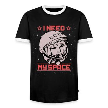 Gagarine - J'ai besoin de mon astronaute cosmonaute de l'espace - T-shirt contrasté Homme - noir/blanc - Devant - AI Model Female 172 light (172cm) & AI Model Male 178 light (178cm)