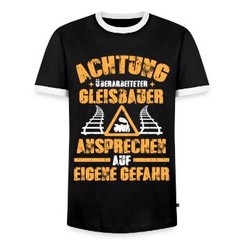Gleisbauer lustiges Sprüche Geschenk - Männer Kontrast-T-Shirt - Schwarz/Weiß - Vorne - AI Model Female 172 light (172cm) & AI Model Male 178 light (178cm)