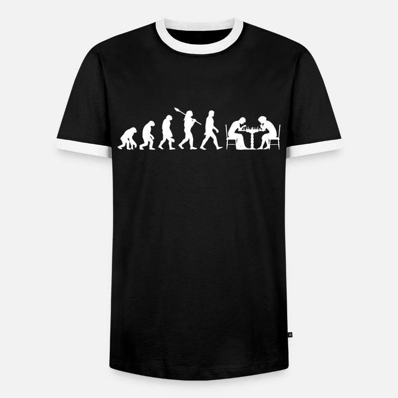 Schach Spieler Evolution - Männer Kontrast-T-Shirt - Schwarz/Weiß