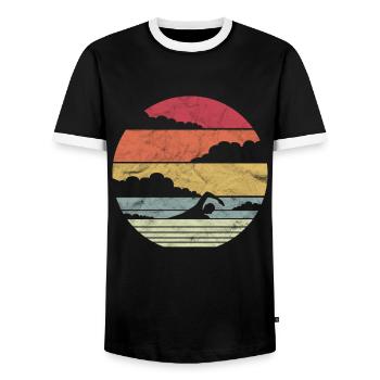 Schwimmer Vintage Retro Geschenk - Männer Kontrast-T-Shirt - Schwarz/Weiß - Vorne - AI Model Female 172 light (172cm) & AI Model Male 178 light (178cm)