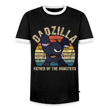 Dadzilla Monster Father Dad Father's Day idée cadeau - T-shirt contrasté Homme - noir/blanc - Devant - AI Model Female 172 light (172cm) & AI Model Male 178 light (178cm)