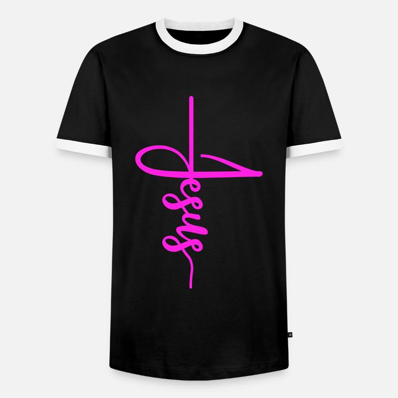 Jesus - Männer Kontrast-T-Shirt - Schwarz/Weiß