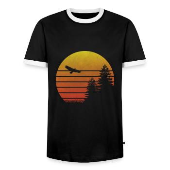 Aigle vintage - T-shirt contrasté Homme - noir/blanc - Devant - AI Model Female 172 light (172cm) & AI Model Male 178 light (178cm)