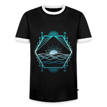 Meer linien - Männer Kontrast-T-Shirt - Schwarz/Weiß - Vorne - AI Model Female 172 light (172cm) & AI Model Male 178 light (178cm)