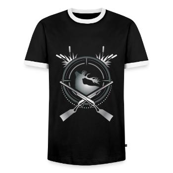 Deer hunter - Men's Ringer Shirt - black/white - Front - AI Model Female 172 light (172cm) & AI Model Male 178 light (178cm)