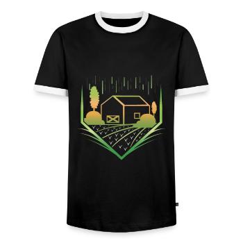 Farm farm - Men's Ringer Shirt - black/white - Front - AI Model Female 172 light (172cm) & AI Model Male 178 light (178cm)