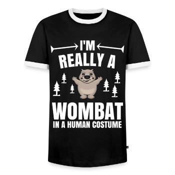 Wombat marsupial Australia gift - Men's Ringer Shirt - black/white - Front - AI Model Female 172 light (172cm) & AI Model Male 178 light (178cm)