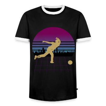 Petanque Boccia Boule - Men's Ringer Shirt - black/white - Front - AI Model Female 172 light (172cm) & AI Model Male 178 light (178cm)
