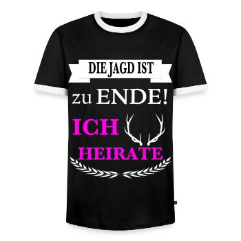 Hunter bachelorette party Bavière équipe cadeau - T-shirt contrasté Homme - noir/blanc - Devant - AI Model Female 172 light (172cm) & AI Model Male 178 light (178cm)