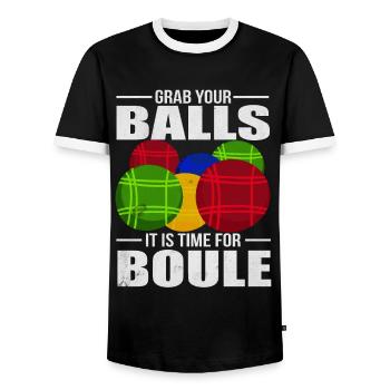 Petanque Aktuell Boule Kugeln Geschenk - Männer Kontrast-T-Shirt - Schwarz/Weiß - Vorne - AI Model Female 172 light (172cm) & AI Model Male 178 light (178cm)