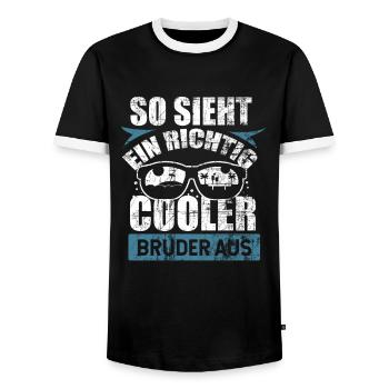 So sieht ein richtig cooler Bruder aus Geschenke - Männer Kontrast-T-Shirt - Schwarz/Weiß - Vorne - AI Model Female 172 light (172cm) & AI Model Male 178 light (178cm)