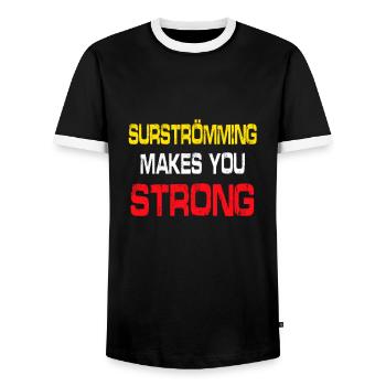 Surstromming, surstromming disant - T-shirt contrasté Homme - noir/blanc - Devant - AI Model Female 172 light (172cm) & AI Model Male 178 light (178cm)