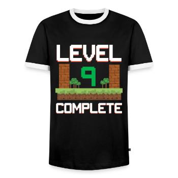 Gamer children 9th birthday boys 9 years level 9 - Men's Ringer Shirt - black/white - Front - AI Model Female 172 light (172cm) & AI Model Male 178 light (178cm)