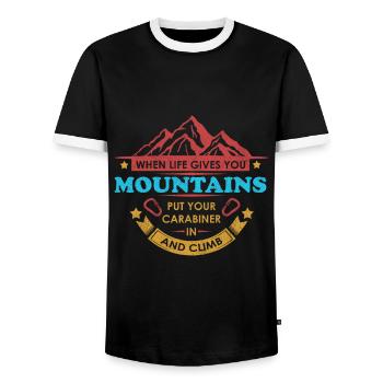 Rock climbing boulder climbing mountaineering gift - Men's Ringer Shirt - black/white - Front - AI Model Female 172 light (172cm) & AI Model Male 178 light (178cm)