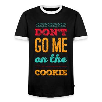 Ne me croyez pas sur l'idée de cadeau cookie - T-shirt contrasté Homme - noir/blanc - Devant - AI Model Female 172 light (172cm) & AI Model Male 178 light (178cm)