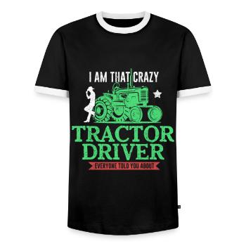 Tractor farmer - Men's Ringer Shirt - black/white - Front - AI Model Female 172 light (172cm) & AI Model Male 178 light (178cm)