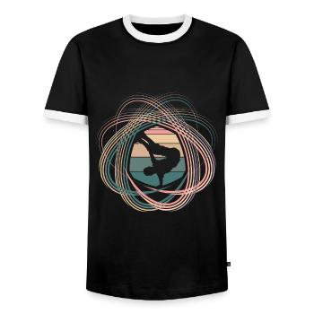 Breakdance - T-shirt contrasté Homme - noir/blanc - Devant - AI Model Female 172 light (172cm) & AI Model Male 178 light (178cm)