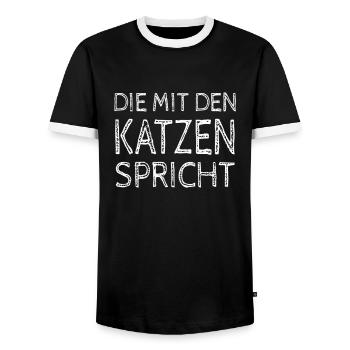 Katzen Geschenk für Katzen Fans - Männer Kontrast-T-Shirt - Schwarz/Weiß - Vorne - AI Model Female 172 light (172cm) & AI Model Male 178 light (178cm)
