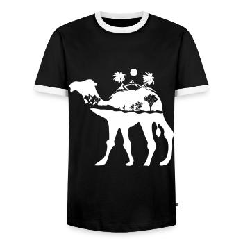 Kamel - Männer Kontrast-T-Shirt - Schwarz/Weiß - Vorne - AI Model Female 172 light (172cm) & AI Model Male 178 light (178cm)