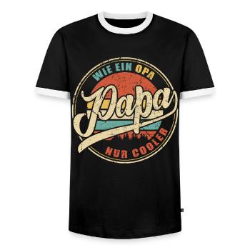 Dad Like A Grandpa Just Cool Father Father's Day Done - Men's Ringer Shirt - black/white - Front - AI Model Female 172 light (172cm) & AI Model Male 178 light (178cm)