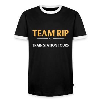 Team Rip Bahnhof visits Yellowstone - Men's Ringer Shirt - black/white - Front - AI Model Female 172 light (172cm) & AI Model Male 178 light (178cm)