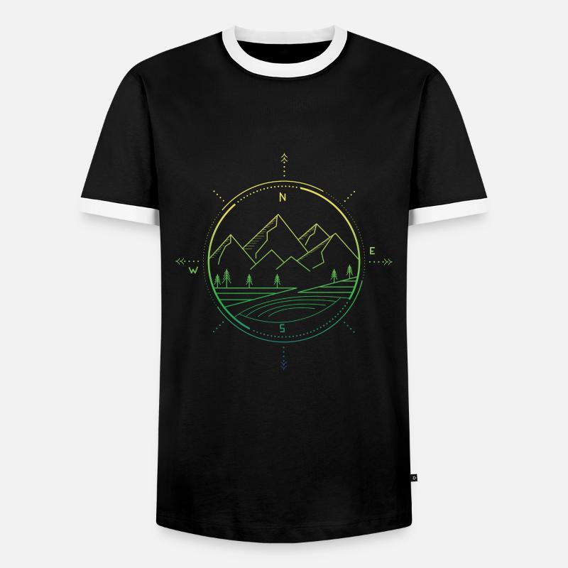 Mountains compass - Men's Ringer Shirt - black/white