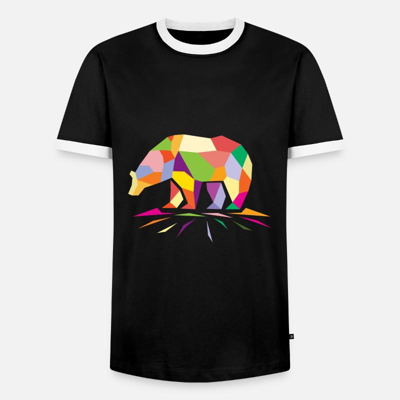 Polygon bear - Men's Ringer Shirt - black/white