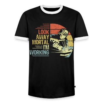 Schweißer Lustiges Handwerker Schweißen Beruf Gesc - Männer Kontrast-T-Shirt - Schwarz/Weiß - Vorne - AI Model Female 172 light (172cm) & AI Model Male 178 light (178cm)