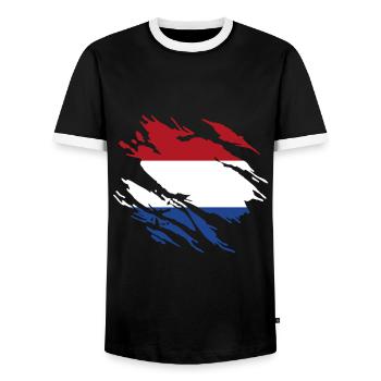 Netherlands Flag - Men's Ringer Shirt - black/white - Front - AI Model Female 172 light (172cm) & AI Model Male 178 light (178cm)