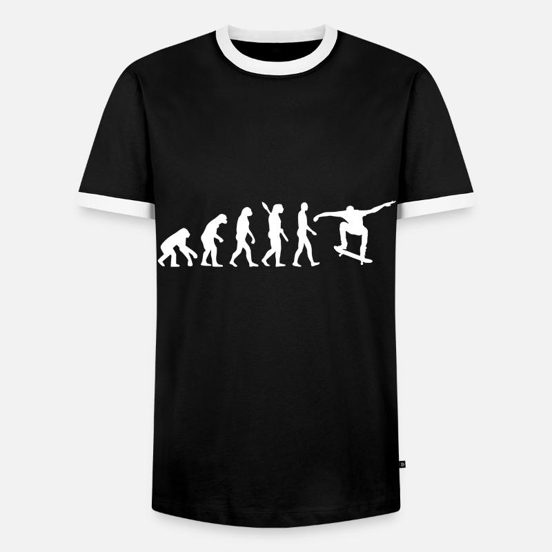 Skate Evolution Skater Evo Skateboard - Männer Kontrast-T-Shirt - Schwarz/Weiß