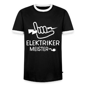 Elektriker Meister Elektromeister Handwerker Motiv - Männer Kontrast-T-Shirt - Schwarz/Weiß - Vorne - AI Model Female 172 light (172cm) & AI Model Male 178 light (178cm)