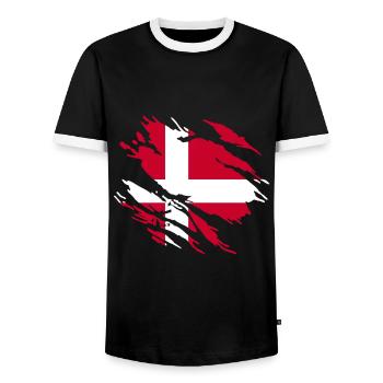 Denmark Flag - Men's Ringer Shirt - black/white - Front - AI Model Female 172 light (172cm) & AI Model Male 178 light (178cm)