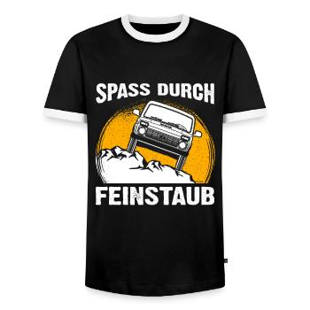 Russland Lada 4x4 Offroad Auto Spaß Feinstaub - Männer Kontrast-T-Shirt - Schwarz/Weiß - Vorne - AI Model Female 172 light (172cm) & AI Model Male 178 light (178cm)
