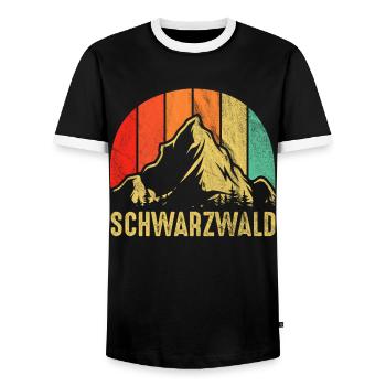 Schwarzwald Retro Schwarzwälder Geschenk - Männer Kontrast-T-Shirt - Schwarz/Weiß - Vorne - AI Model Female 172 light (172cm) & AI Model Male 178 light (178cm)