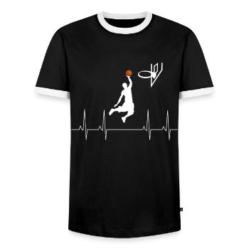 Cadeau de battement de coeur de joueur de basket-ball - T-shirt contrasté Homme - noir/blanc - Devant - AI Model Female 172 light (172cm) & AI Model Male 178 light (178cm)