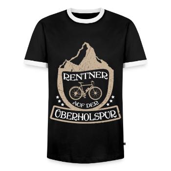 Radfahrer Rentner Überholspur Ruhestand Opa Biker - Männer Kontrast-T-Shirt - Schwarz/Weiß - Vorne - AI Model Female 172 light (172cm) & AI Model Male 178 light (178cm)